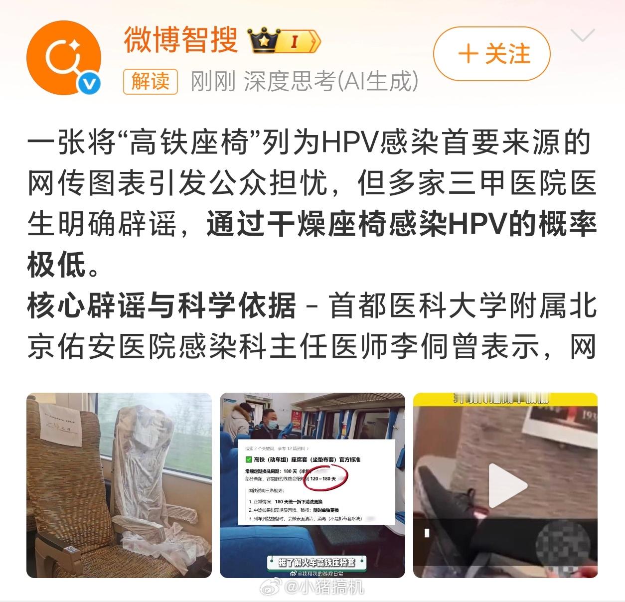 医生回应高铁座椅或为HPV感染重灾区谁呀一天到晚制造焦虑，一次性座套厂家？ ​​
