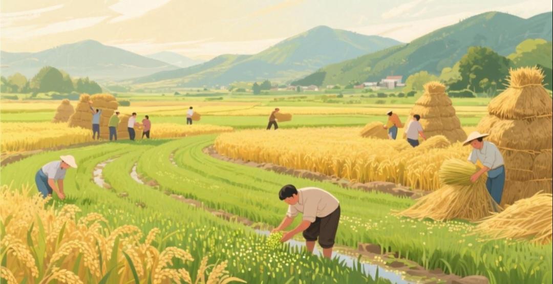 上联：春播千亩稻，
下联：秋获万担粮。
横批请君赐墨[比心]