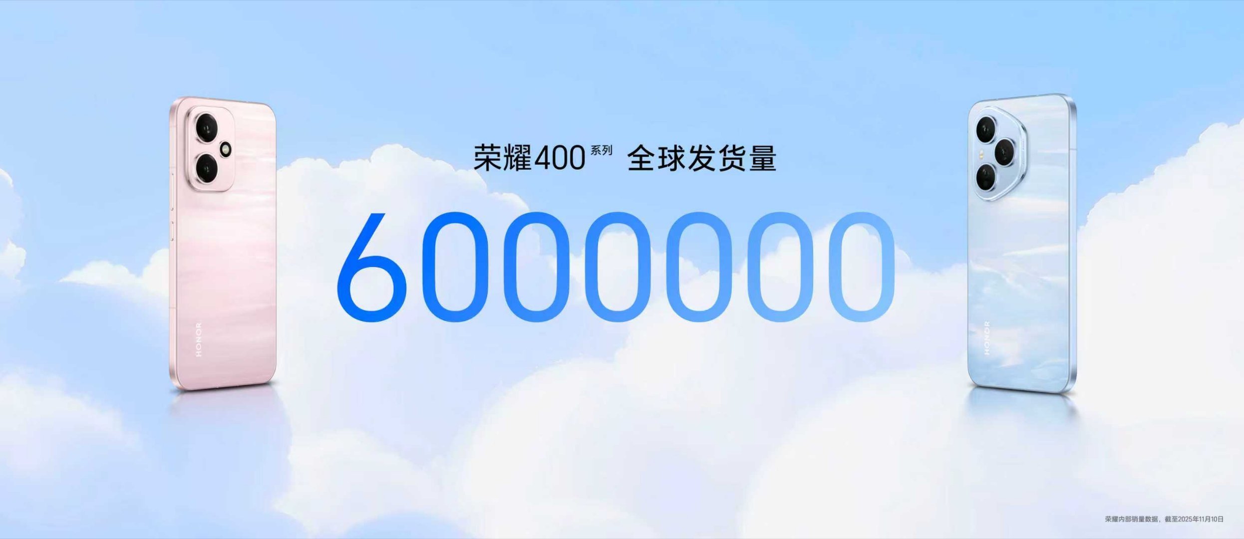 荣耀产品线总裁方飞表示，“听劝”的荣耀400系列实现全球发货量突破了600万。