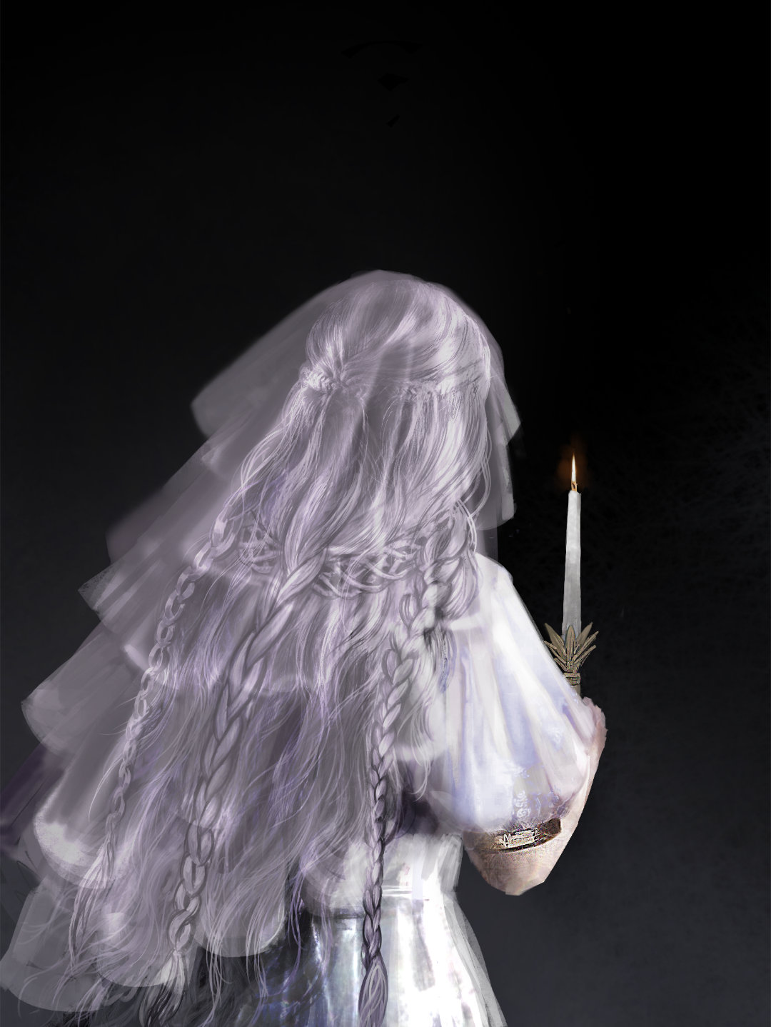 艾尔登法环圣女托莉娜缝了DLC预告片+休里耶面具+圣树雕像的烛台约稿画师：汉堡刺