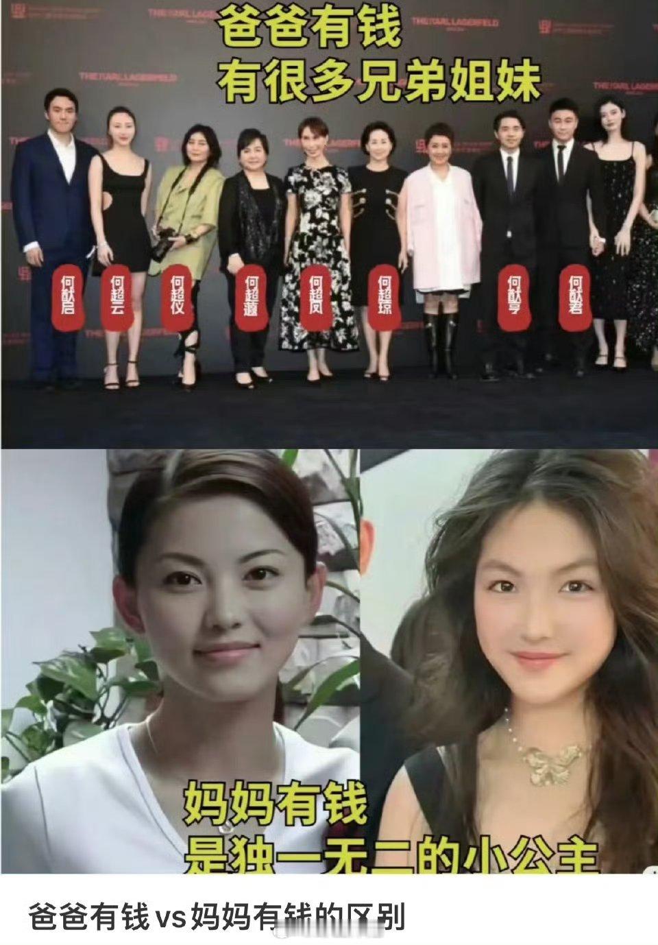 看宗馥莉和王诗龄有感而发:真的是爸爸有钱，你会有很多的兄弟姐妹。妈妈有钱，你就是