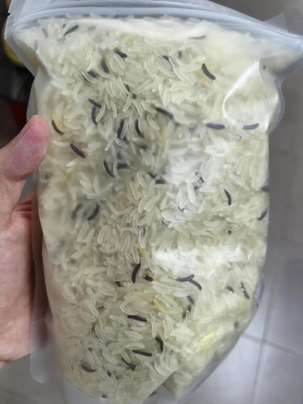 别人给了一袋炒饭米，其实就是人工合成的米，不是纯天然的大米。
按照网上说的，把米