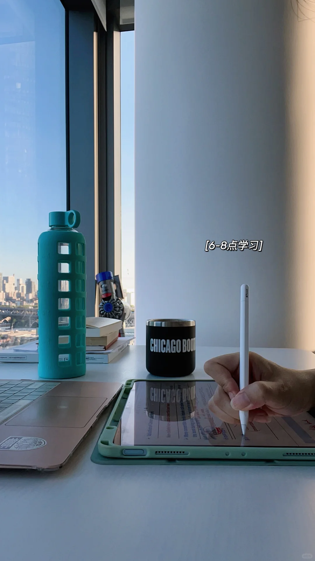 早8点，娃还没起床，我学习2小时，游泳半小时