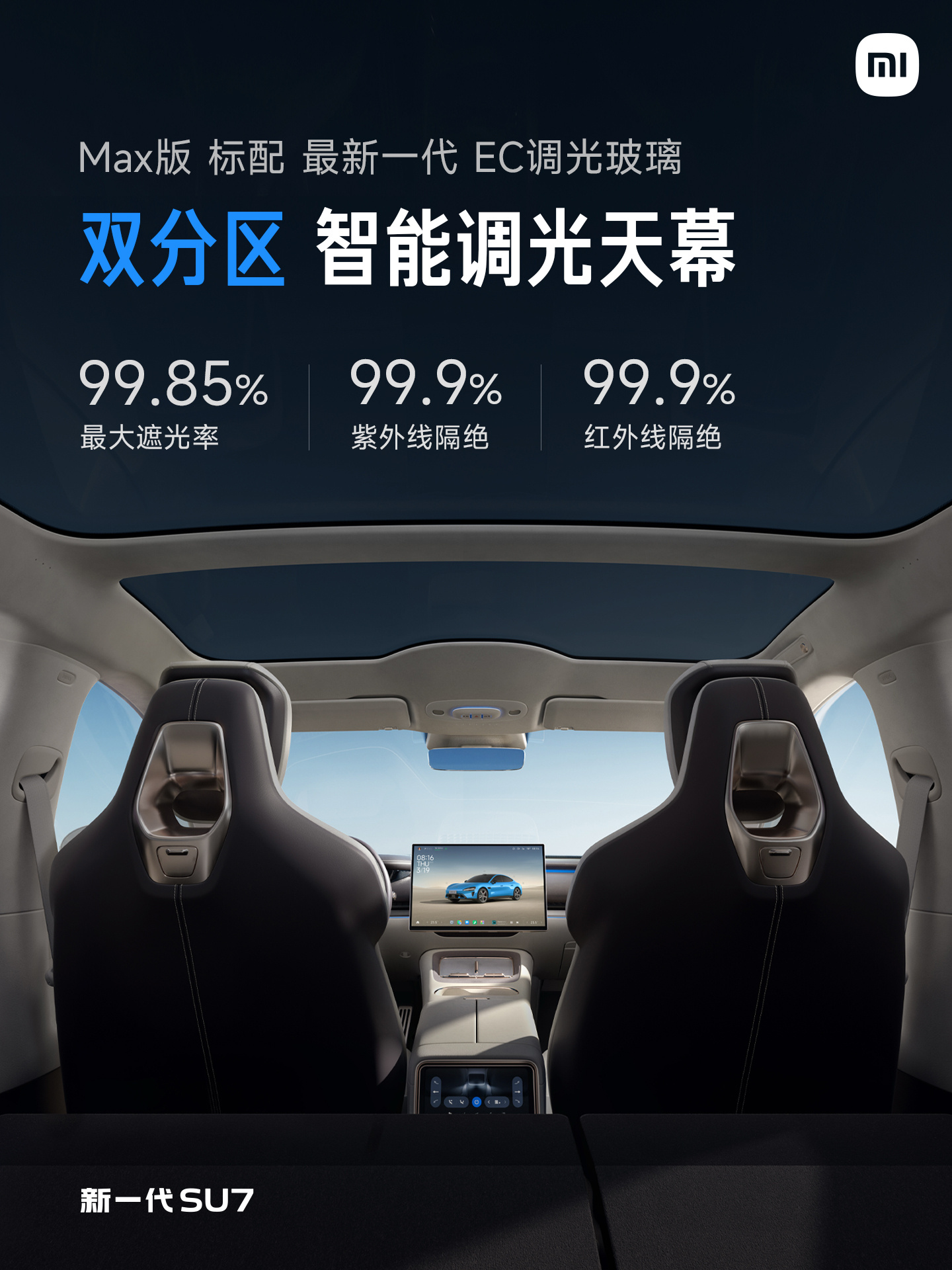 调光天幕还能分区，既照顾了后排小朋友休息，还可以照顾前排开车的爸爸妈妈，好评！小