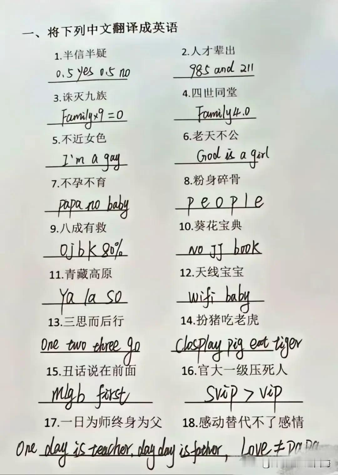 中文翻译成英文