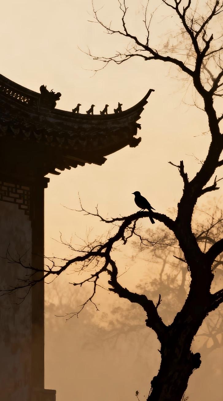 上联：庭前老树昏鸦
下联：屋后翠竹鲜花