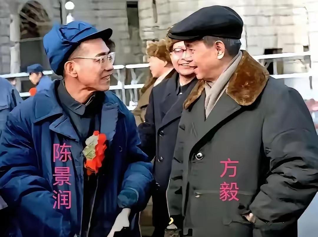 这张照片拍摄1978年，这是中科院院长方毅与陈景润在表彰活动场合的一张合影，陈景