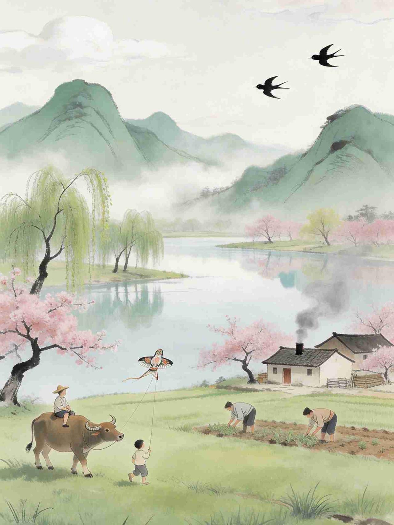 我的今日状态：😁轻松愉快
我这里的天气：☁️阴天
《村居春日》
 
新柳垂丝拂