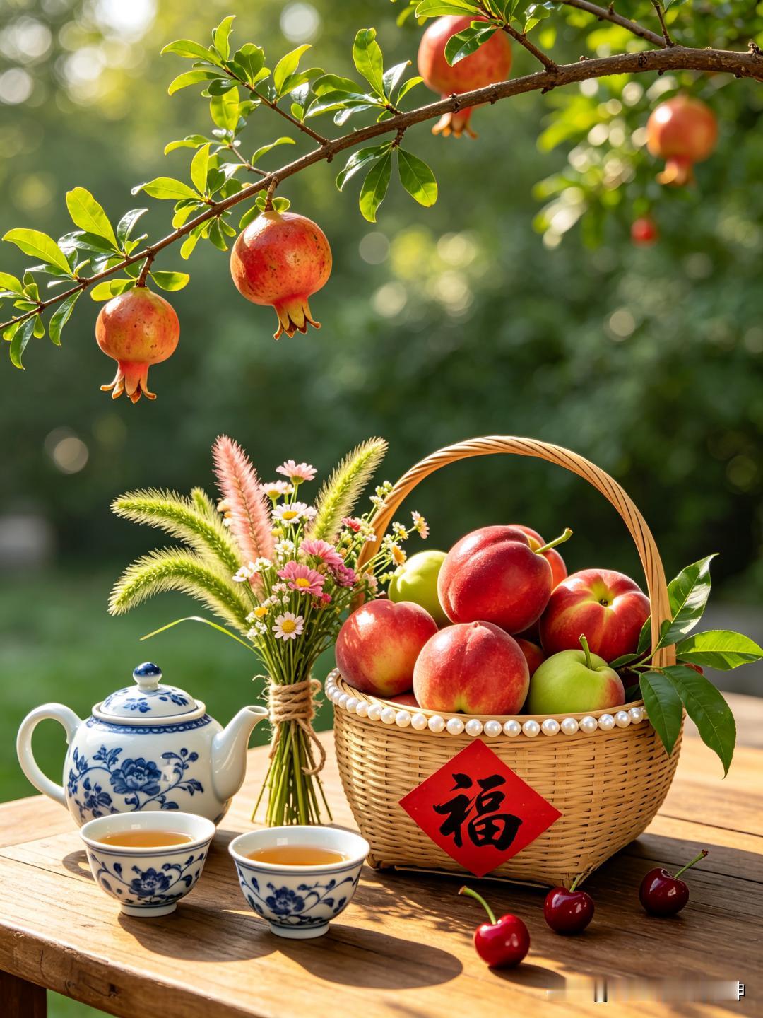 2026/09/03/（农历七月廿二）星期四早上好！一桌水果茶点，满满福气。