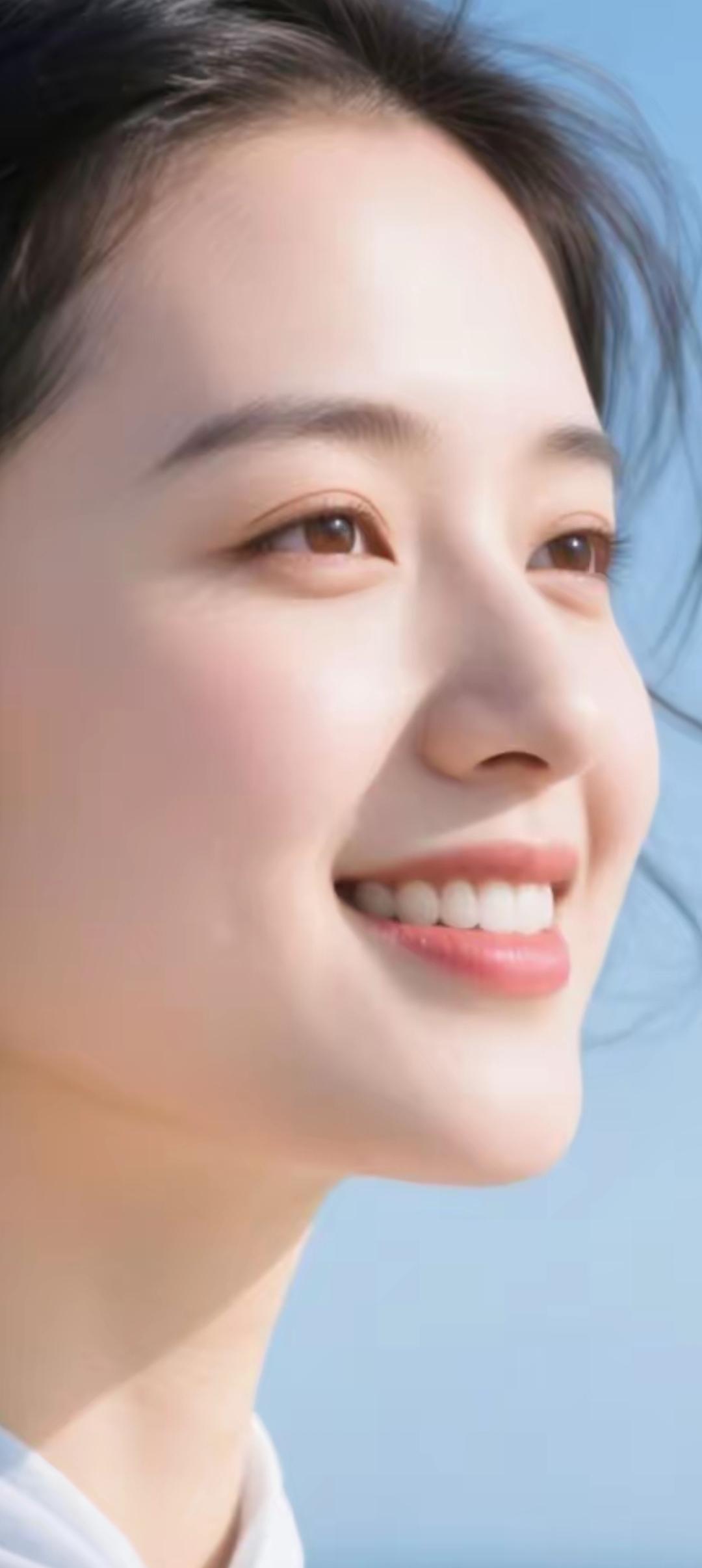 阳光下的微笑，温暖如春日暖阳。🌞😊