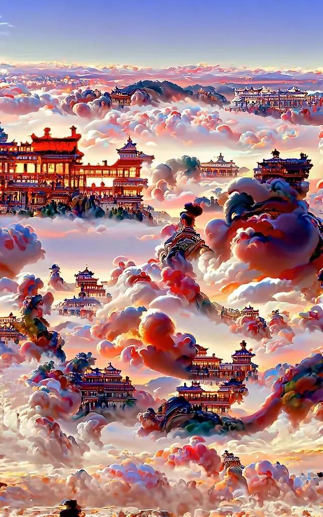 方圆天地，为头条联友对联！
雾锁重楼藏殿宇，
云飘天府露琼台。