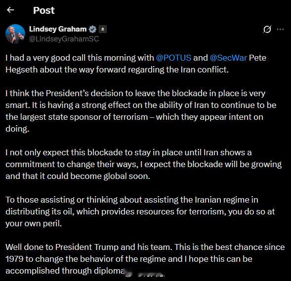 格雷厄姆参议员：我预计封锁会不断扩大，而且很快可能演变成全球性的封锁。海外新鲜事