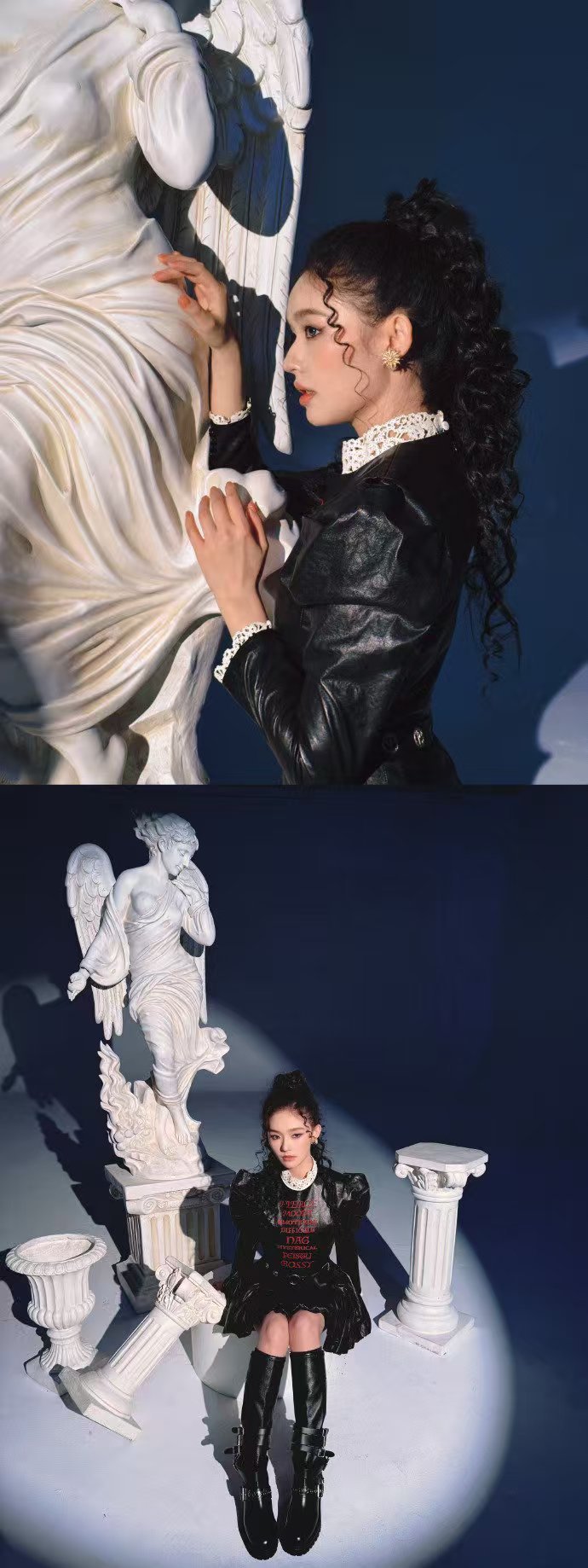 林允 希腊女武神具像化  桃花眼深邃，猫眼绿美瞳冷艳，林允的希腊女武神形象，充满