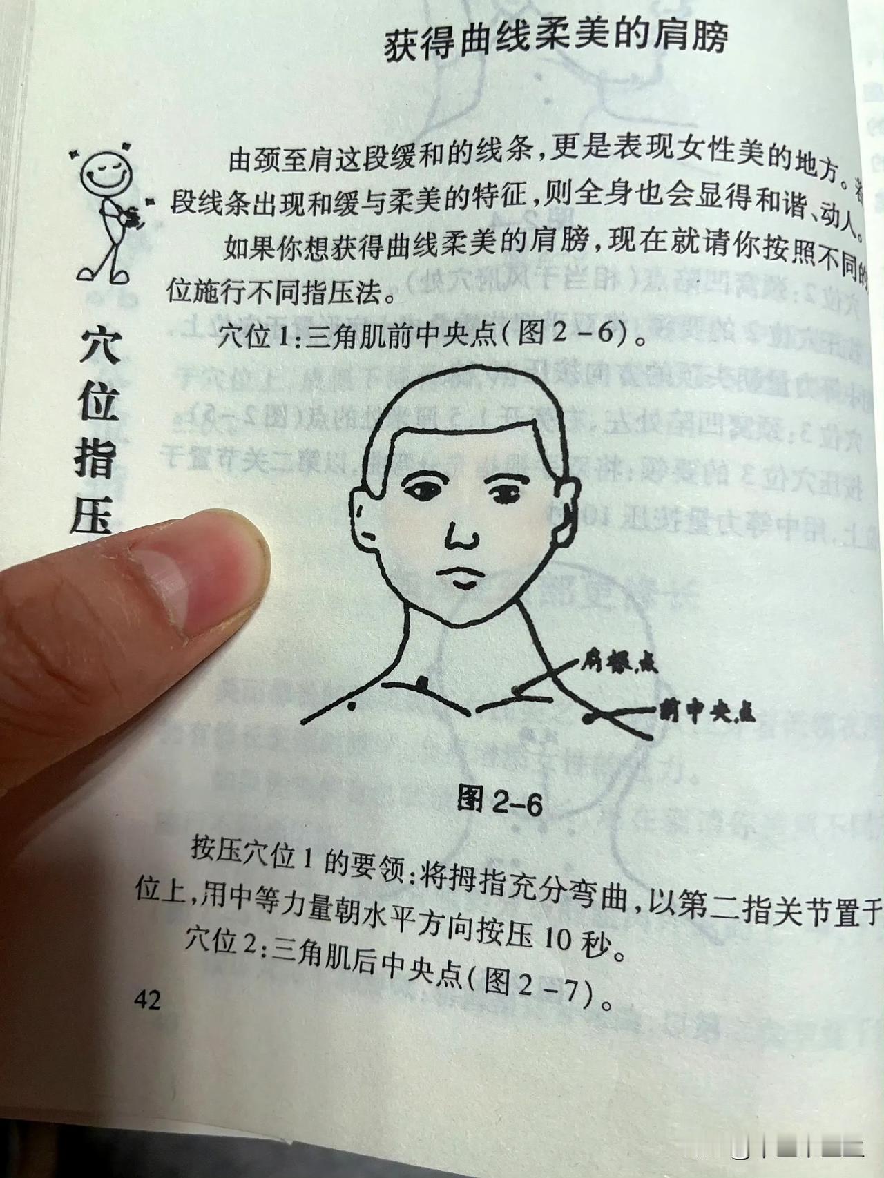 如果你想获得曲线柔美的肩膀，现在就请你按照不同的穴位施行不同指压法。
穴位1：三