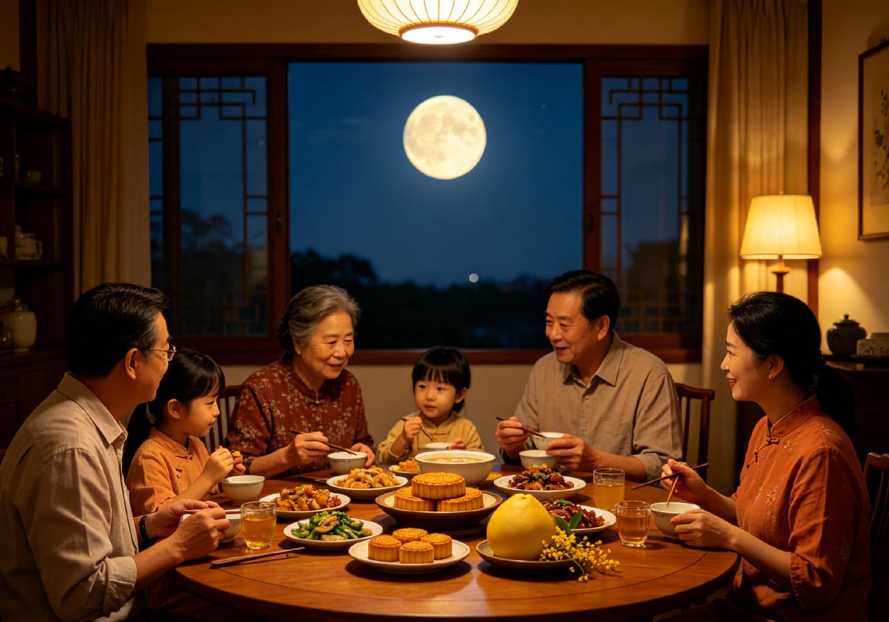 中秋讲究月圆人团圆，很多人不管路途远近，都要赶回去和家人吃顿饭、赏月亮。有的人回