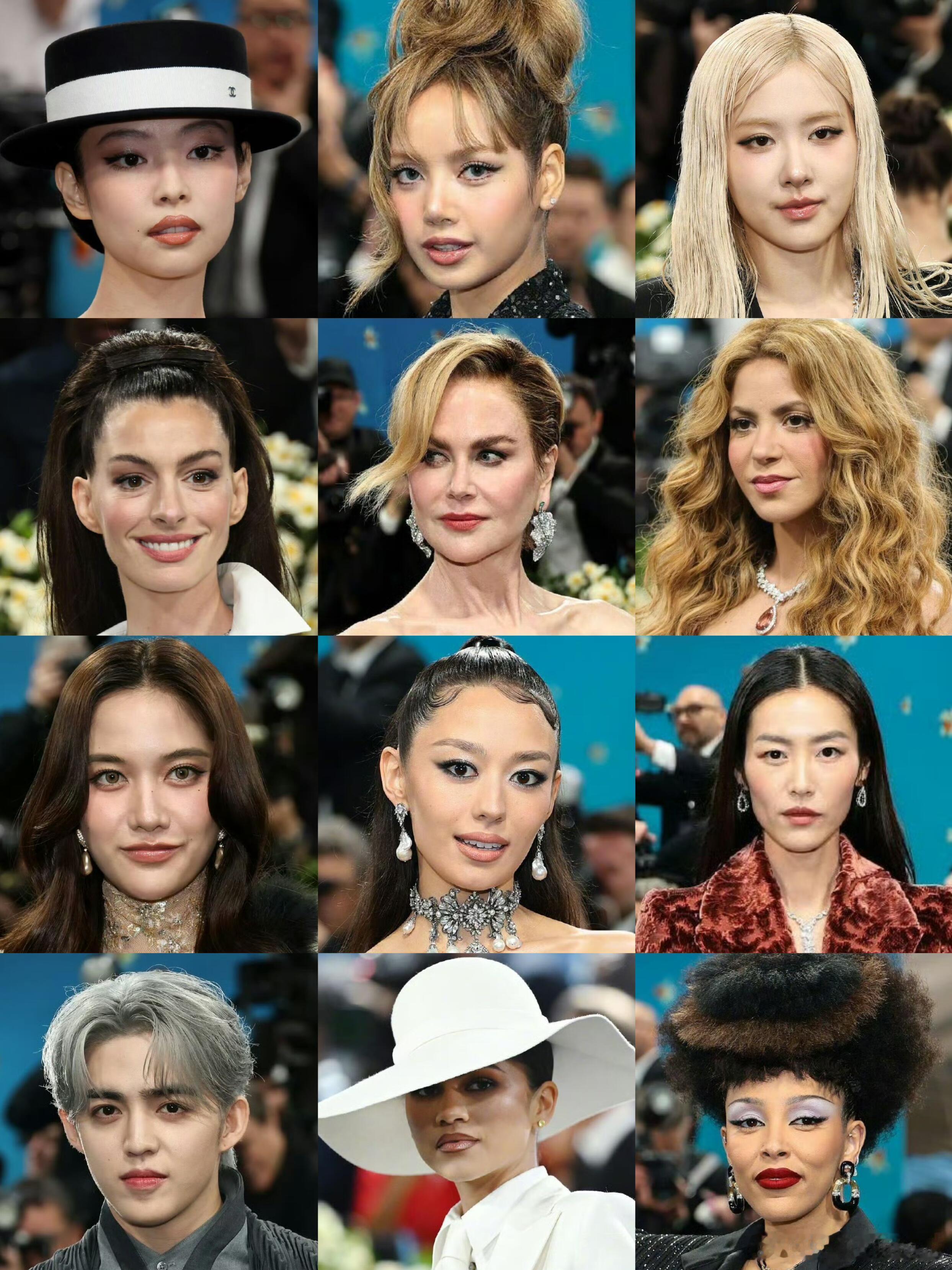 MetGala红毯怼脸生图Jennie、Lisa、Rosé 、安妮海瑟薇、妮可基