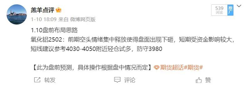 氧化铝2502:盘前分享氧化铝4030-4050附近参考多单，盘面低点一度回踩至