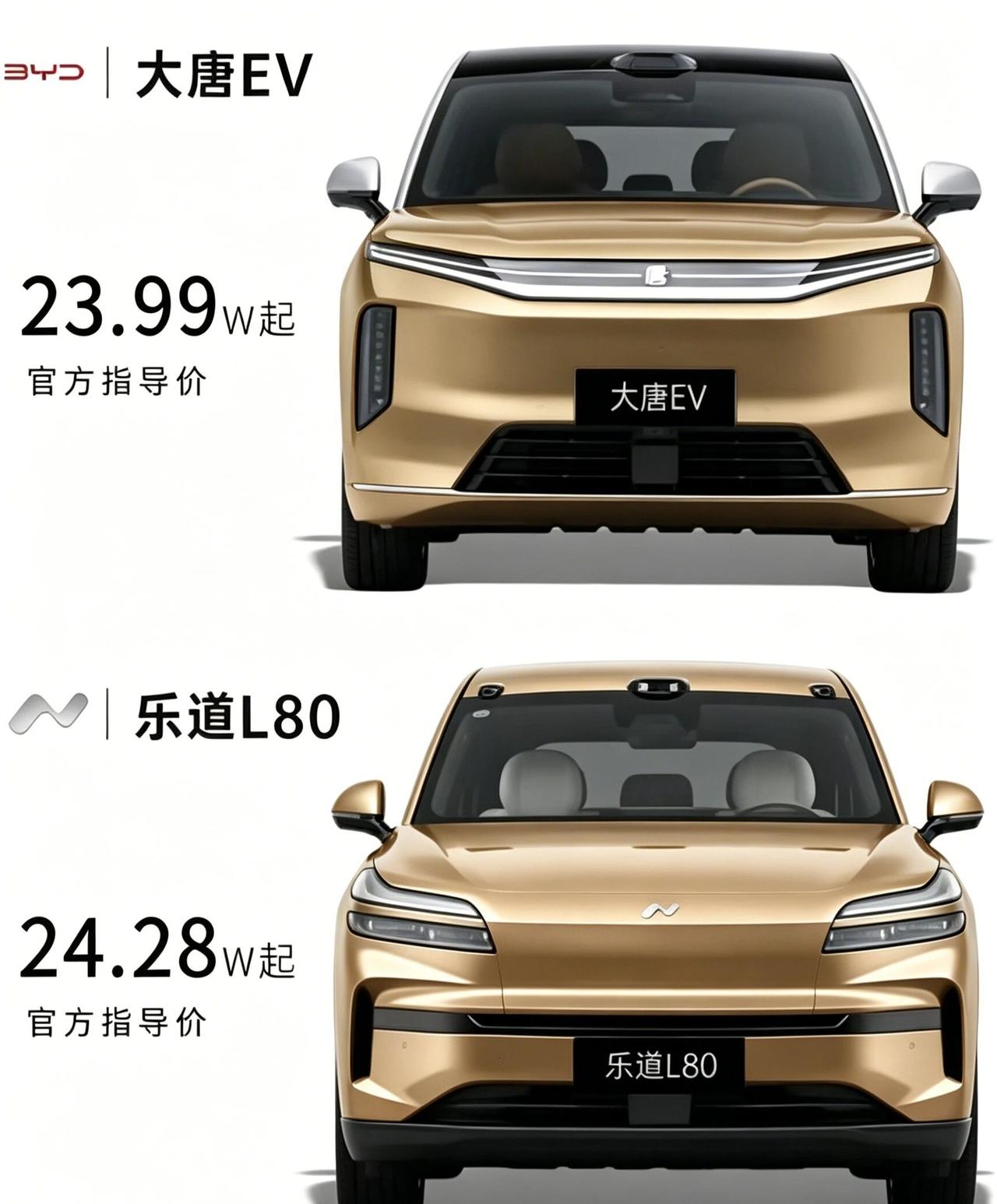 如果你有24万你会选择大唐EV还是乐道L80呢售价层面，大唐EV起售价23.99
