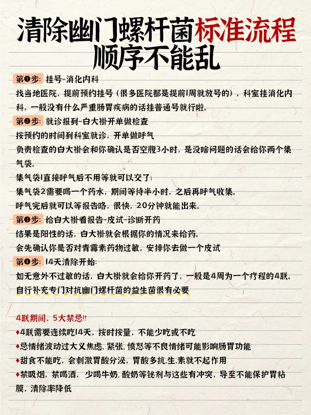 清除幽门螺杆菌标准流程顺序不能乱!!