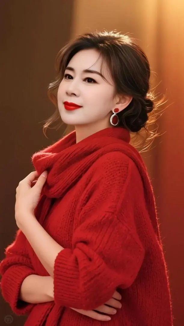 AI逆光红装照 ai创作