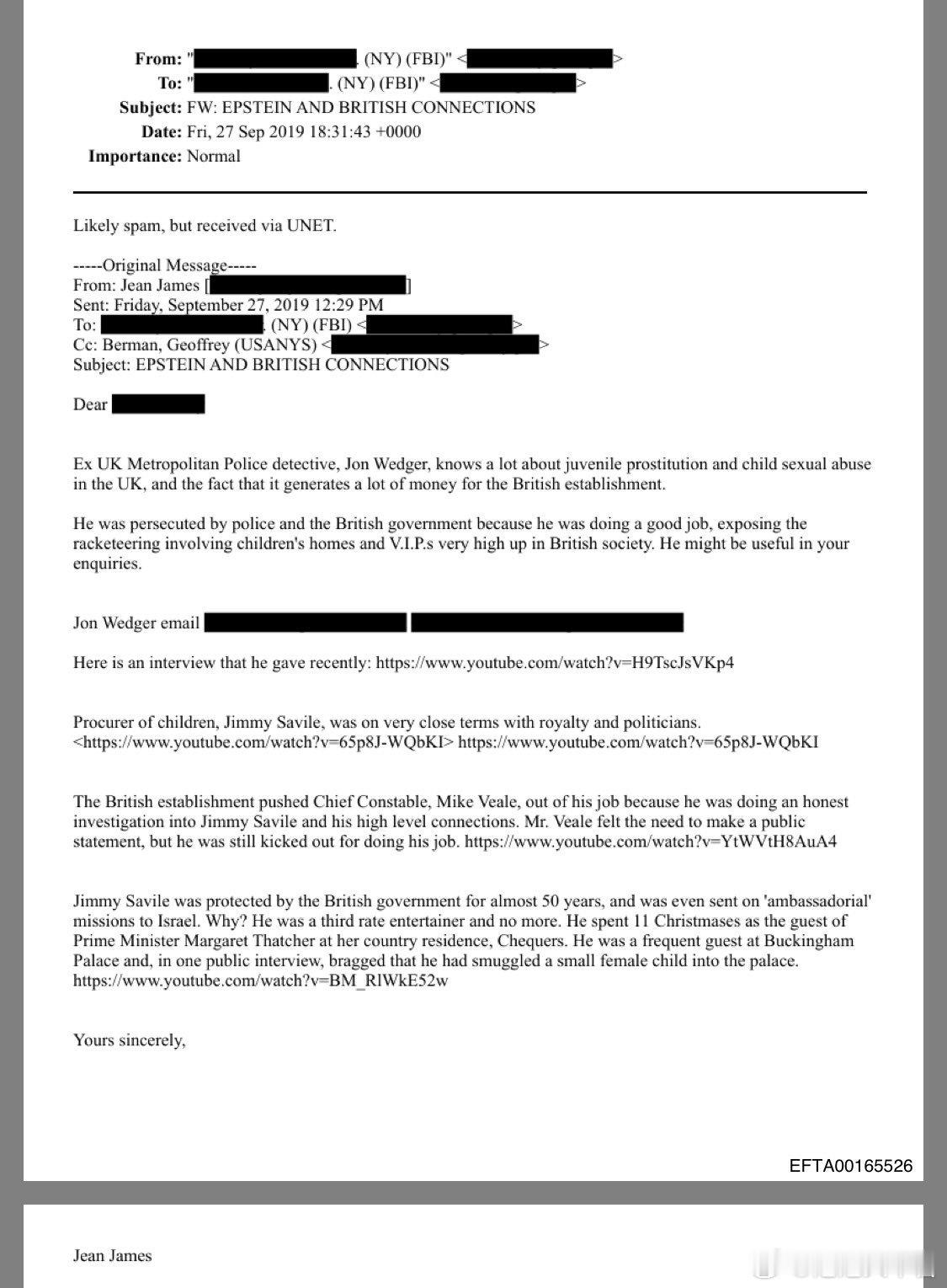 爱泼斯坦档案，2019年9月，爱泼斯坦和英国，提到撒切尔夫人！吉米·萨维尔受到英