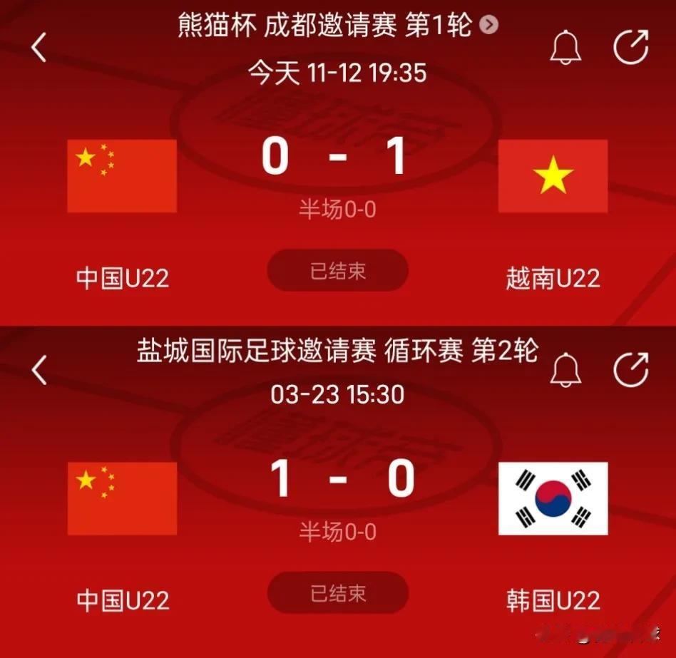 U22国足主力与替补的差距太大了，他们的主力阵容可以战胜韩国，但替补阵容连越南都