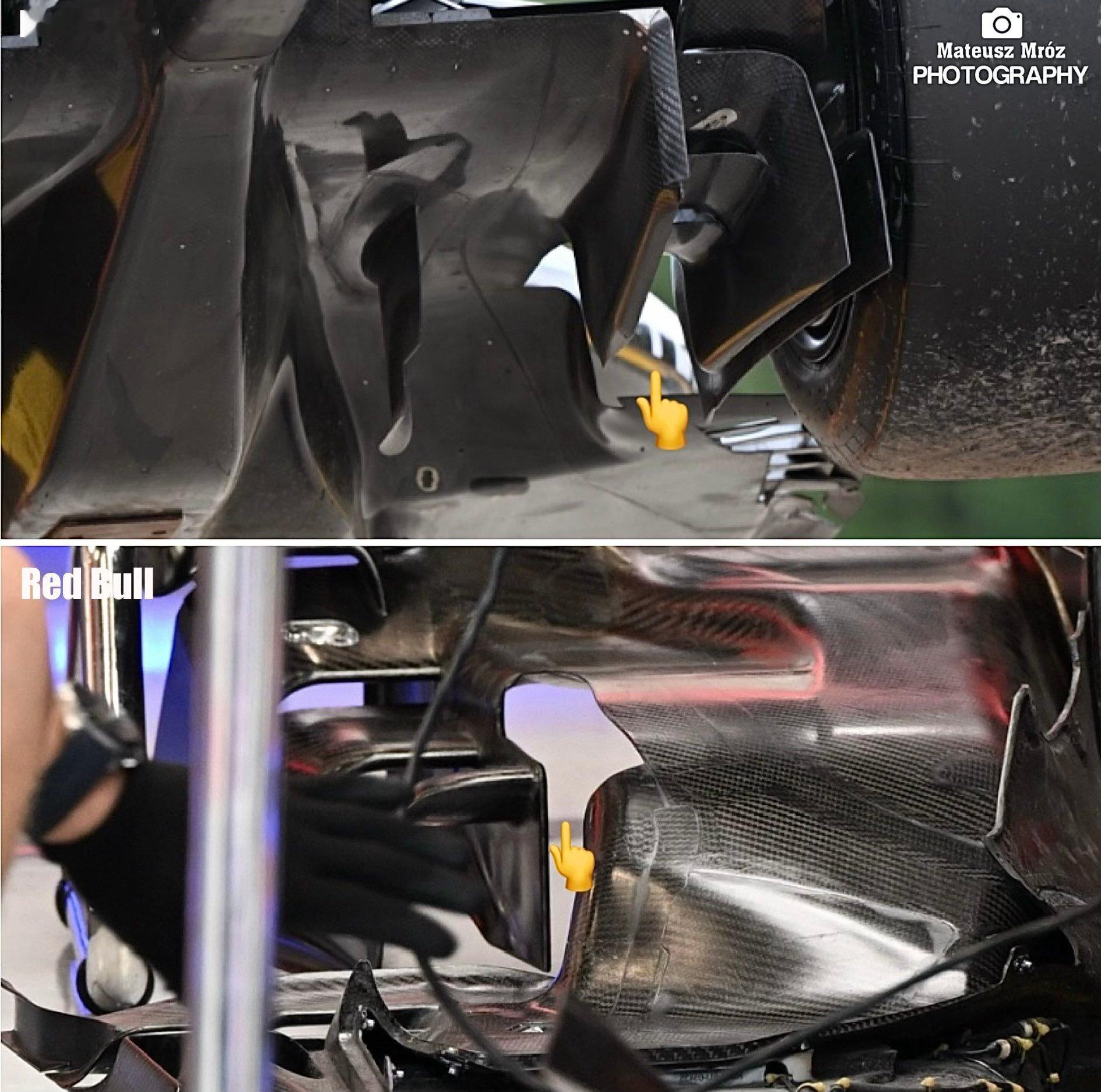 F12026F1比利时大奖赛 梅赛德斯和红牛的扩散器对比 