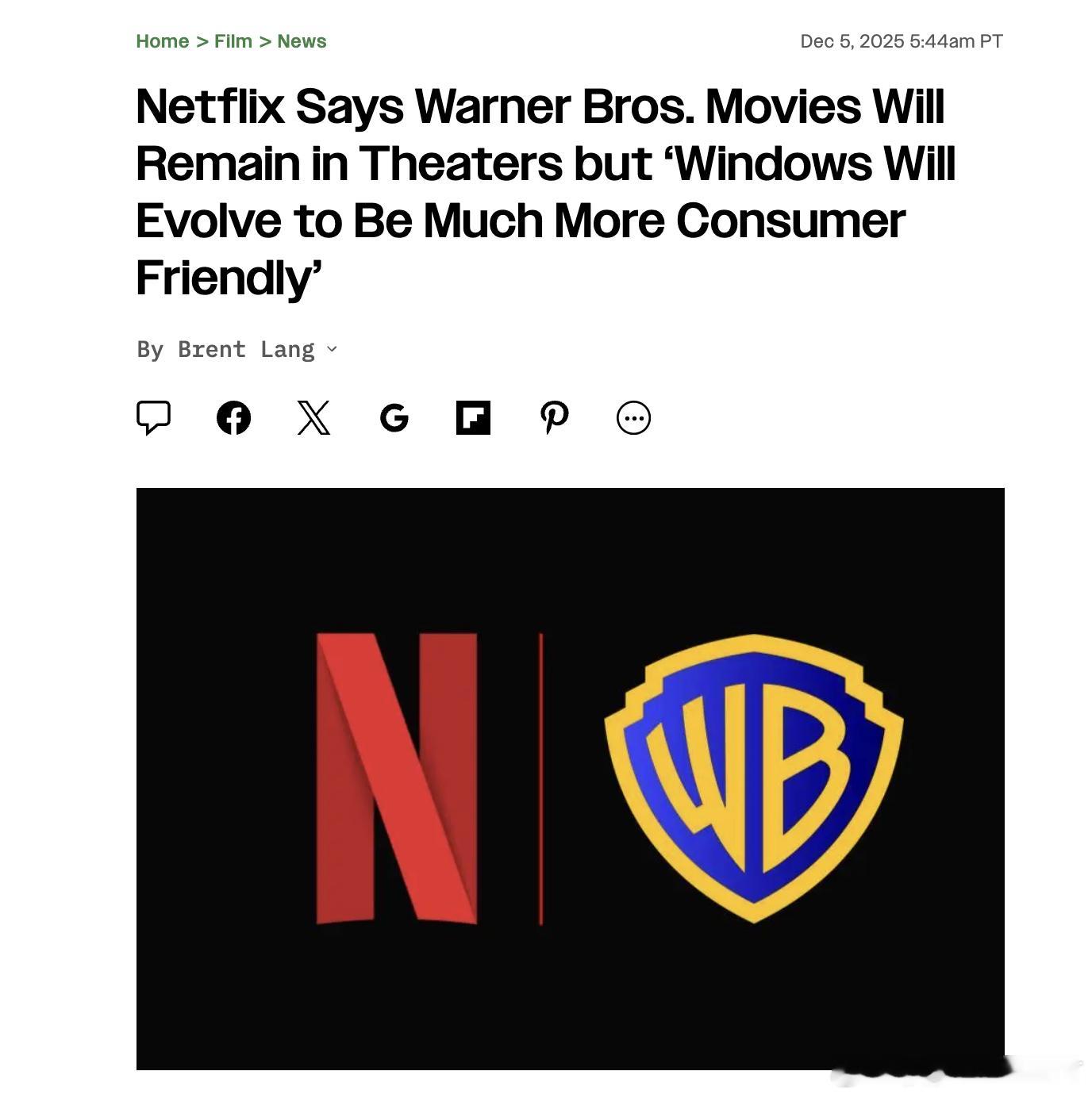 网飞表示华纳兄弟的电影将保留在影院上映，但“窗口期将演变为更利于消费者” 网飞（