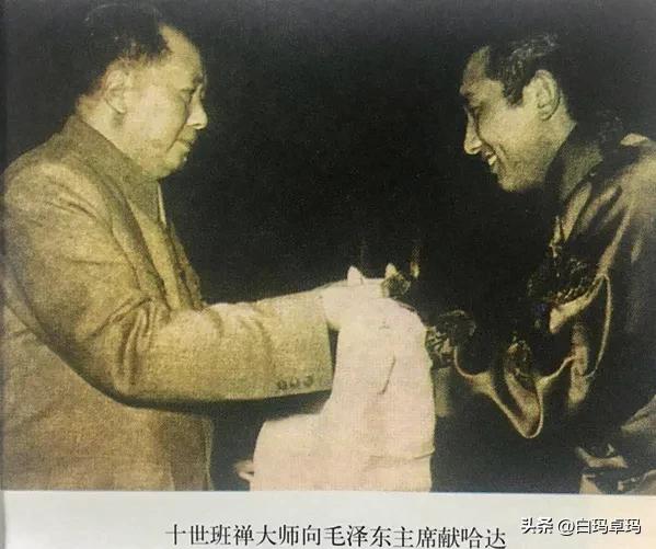 图中两位是咱们西藏儿女最尊敬的人，一位是奠定美好生活的伟人，另一位是藏传佛教的重