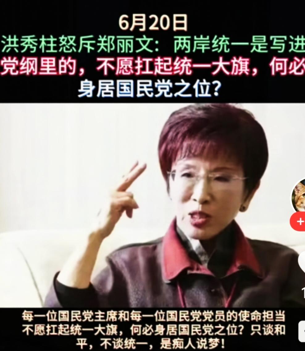 终于有人敢这样说她了，我也有同感！
对郑丽文心里很复杂，说一个中国、谈和平发展头