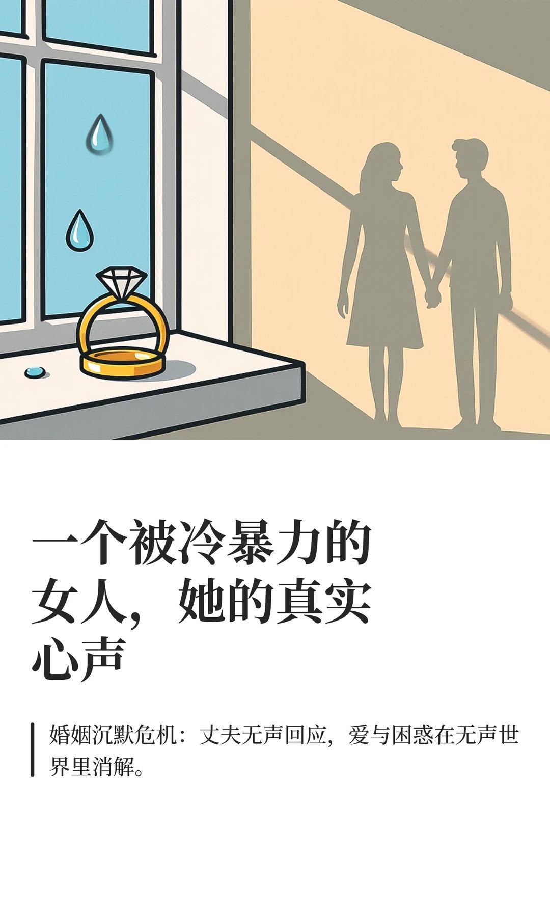 一个被冷暴力的女人，她的真实心声。他的身体存在于这个家的每一个角落，可...