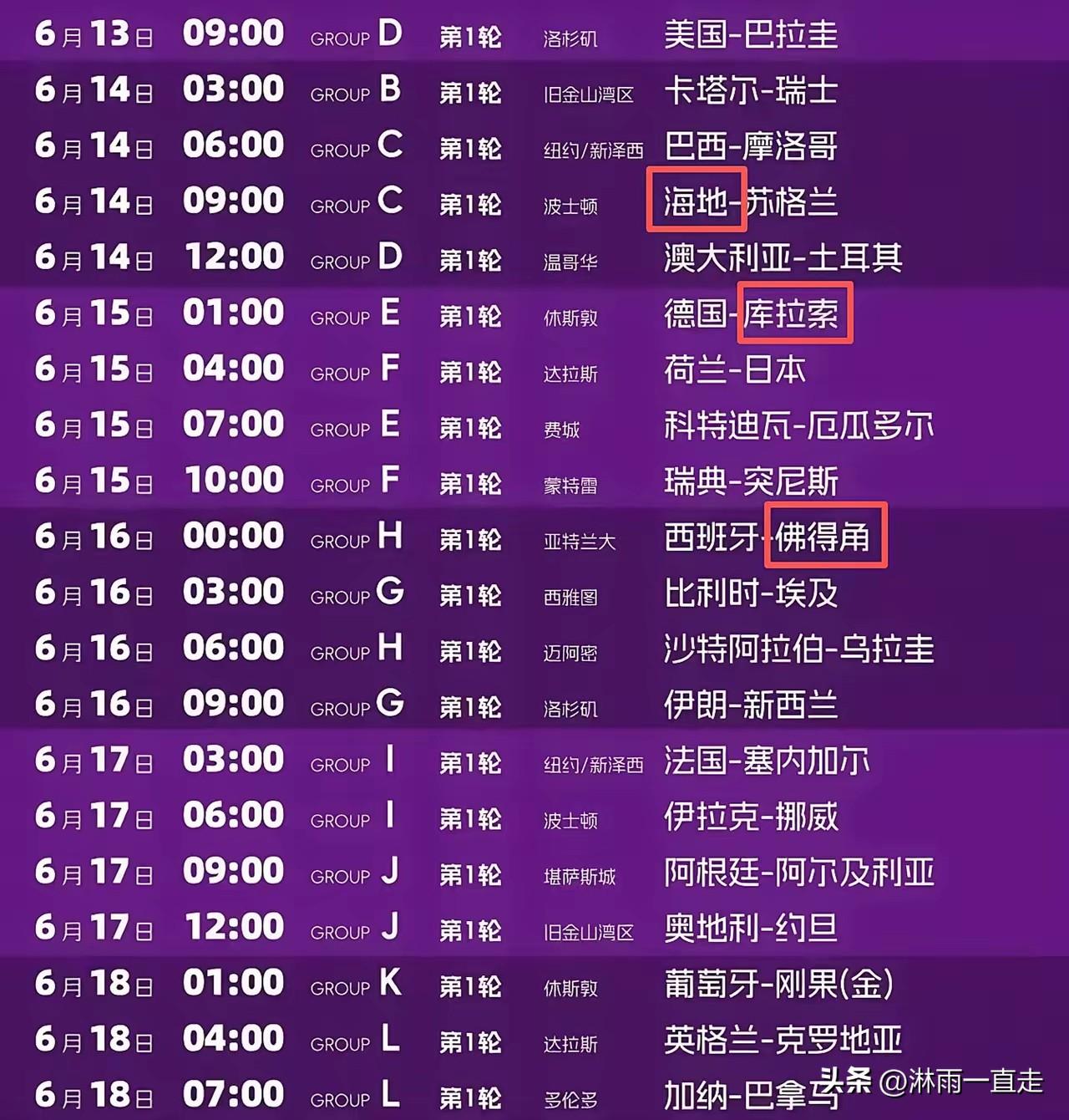 世界杯的赛程表，看到了几个从来没有听说过的小国家居然参加了世界杯！佛得角这个国家