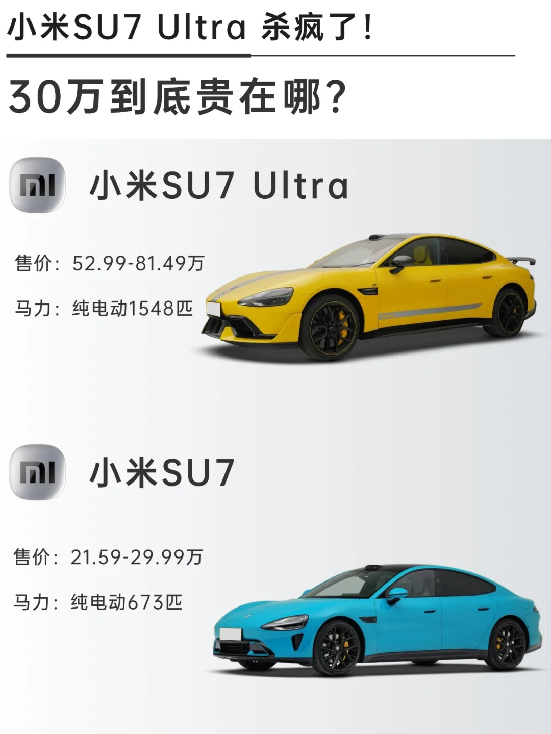 🔥小米SU7 Ultra售价52.99万元起，杀疯了‼️