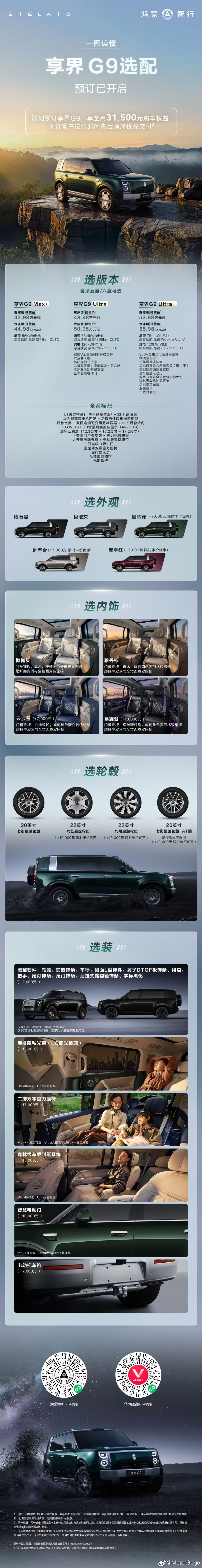 一图看懂享界 G9 的配置差异。鸿蒙智行新车上市后做的这些物料和海报是真好，完全