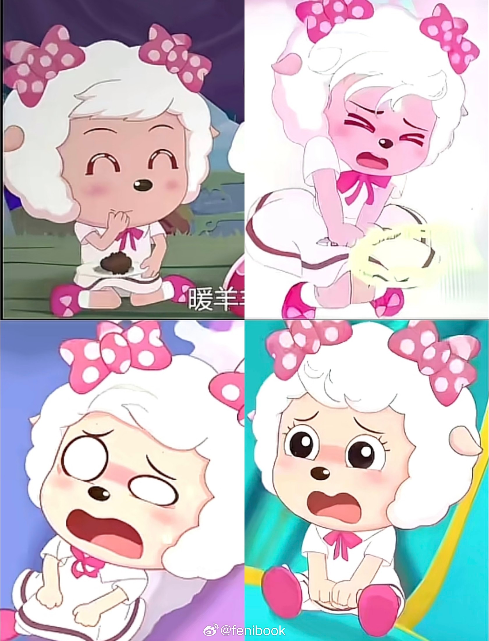 喜羊羊 擦边这一点也不好笑，哎，屁大点事，一没漏二没擦，一只羊的穿着和动作，以及