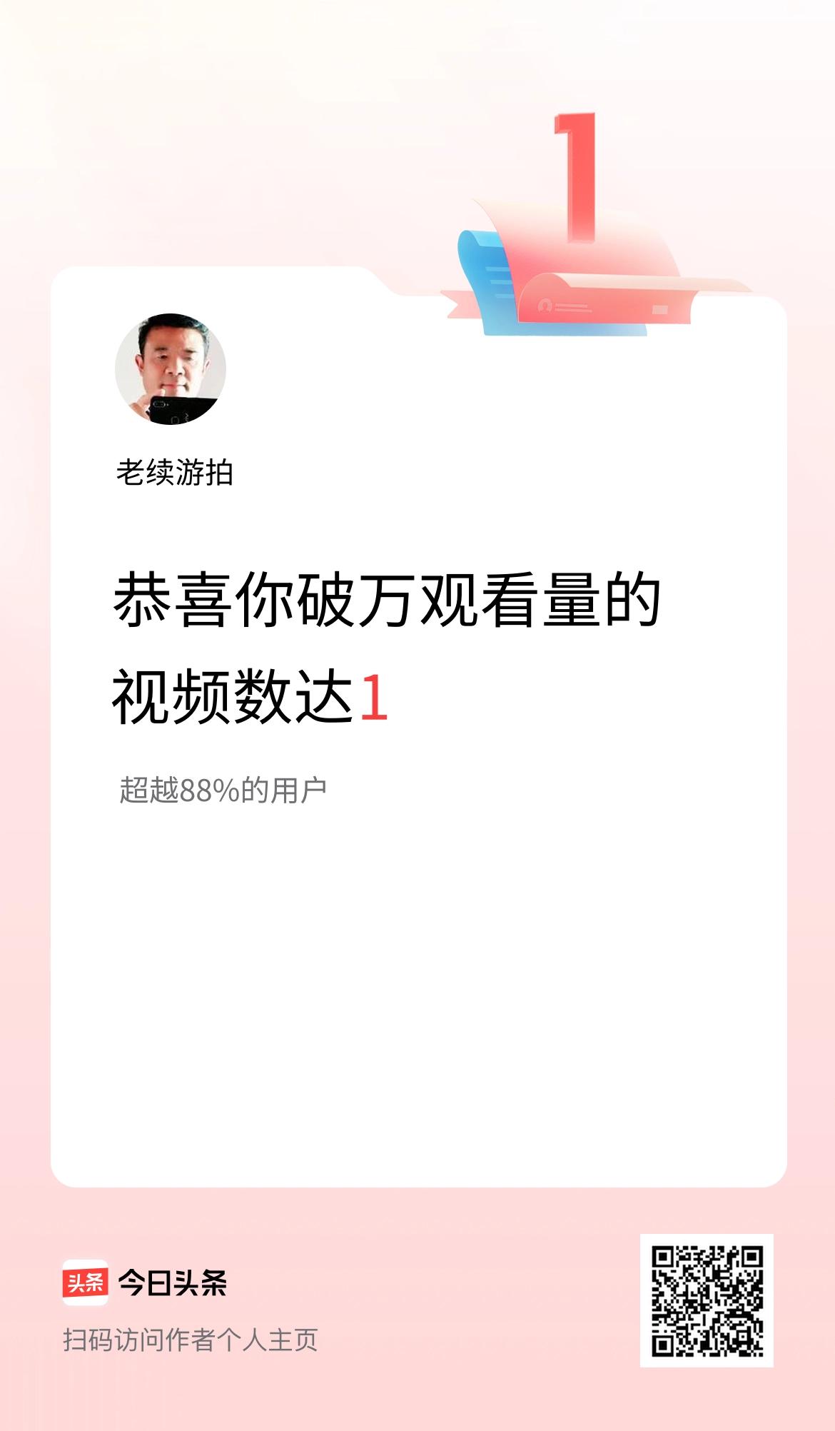 我在头条有1条视频播放量破万了！