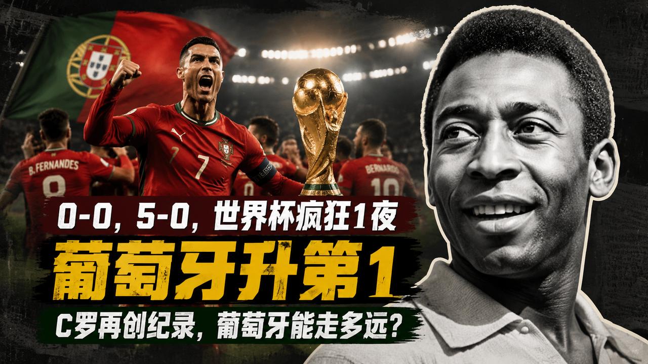 0-0，5-0，世界杯疯狂1夜：葡萄牙升第1 梅西遇难题 96年纪录刷新
葡萄牙