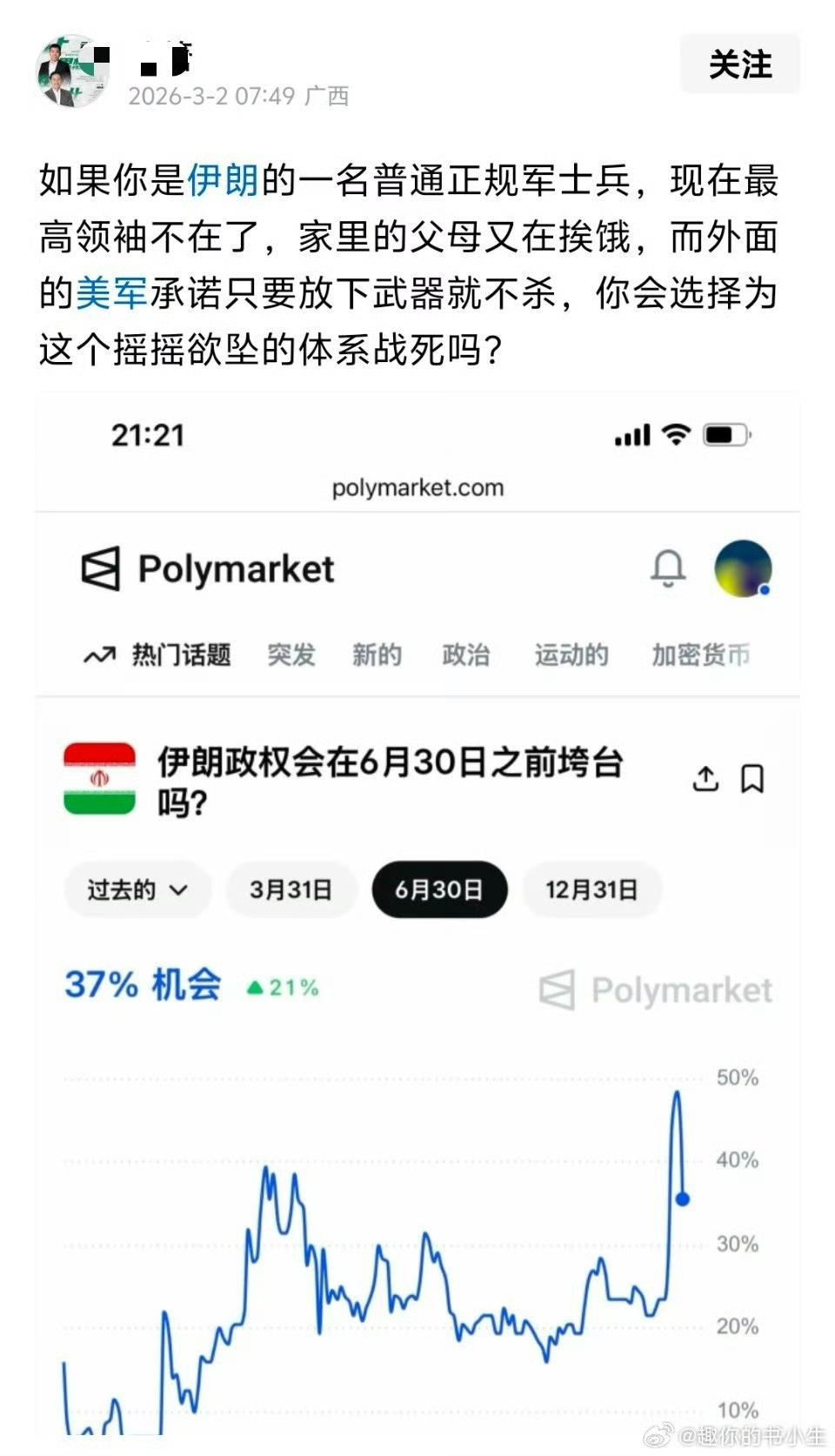 这厮是把美国和以色列当救世主了吗？这种跪下来摇尾乞怜的伊朗人，难道比美国大街上的