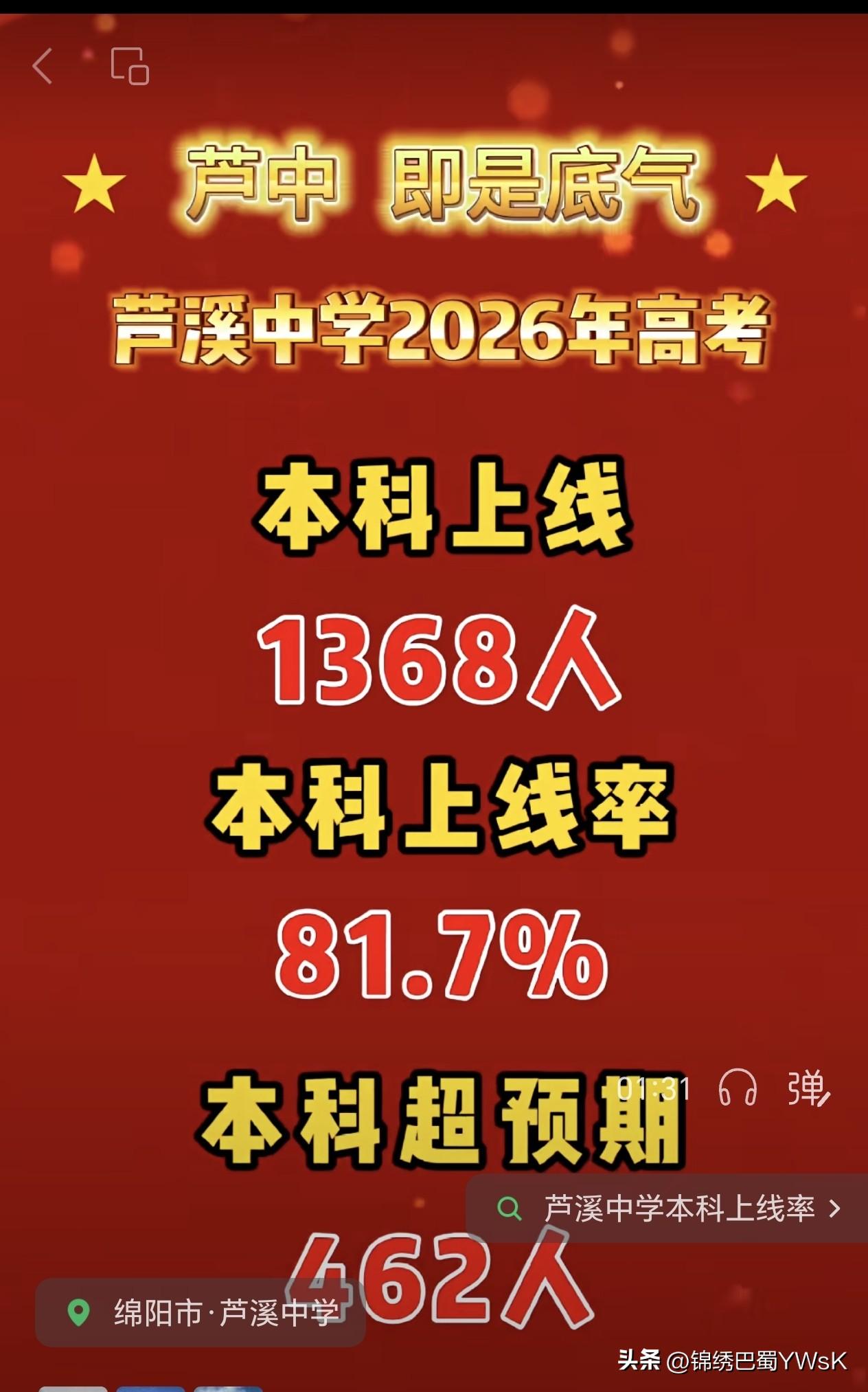低进高出，三台县芦溪中学2026届高考大捷，用硬核成果印证“西部高中一面旗帜”的