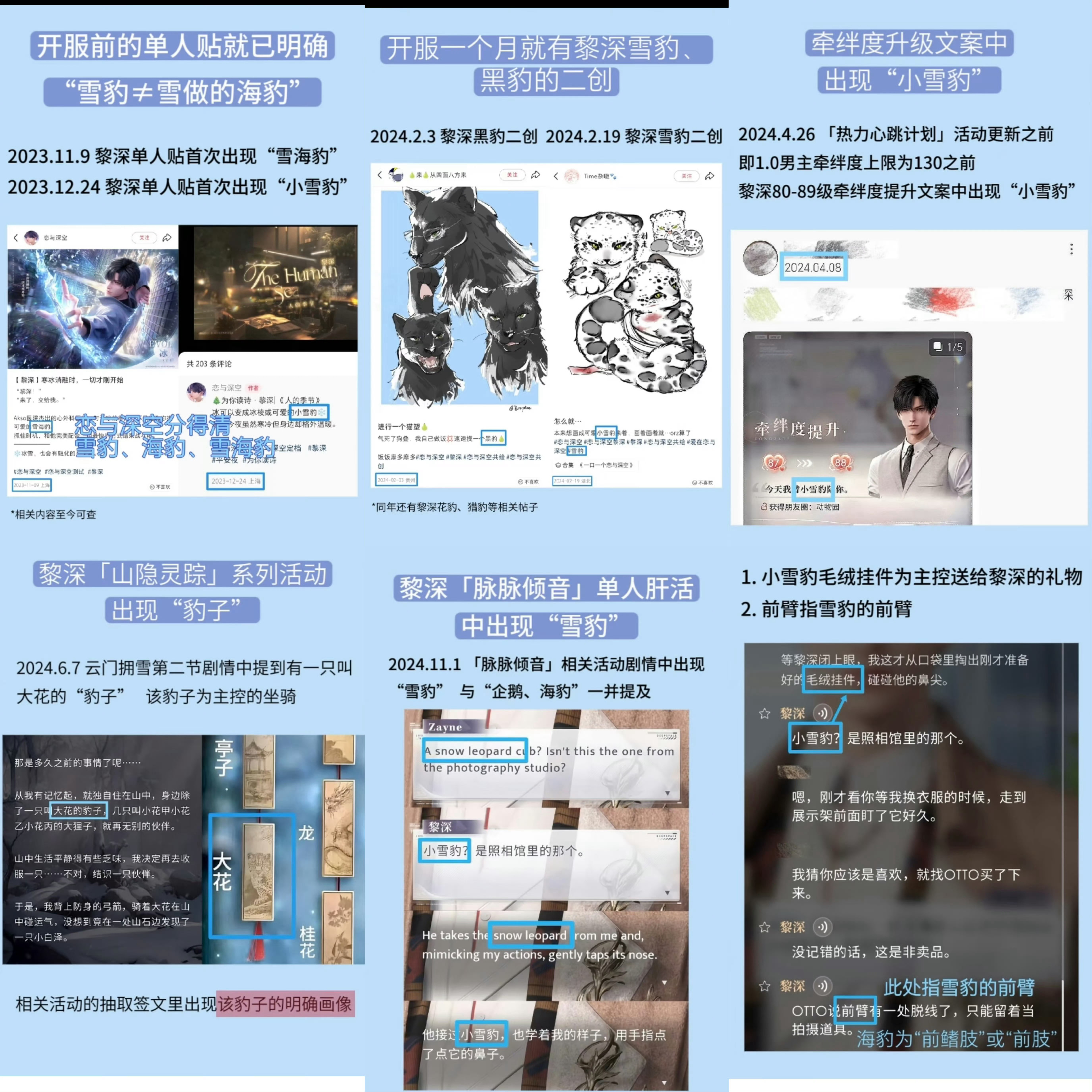 恋与深空 ｜黎深 乙女游戏设定描点为重中之重，黎深雪豹相关设定从24开服至今一直