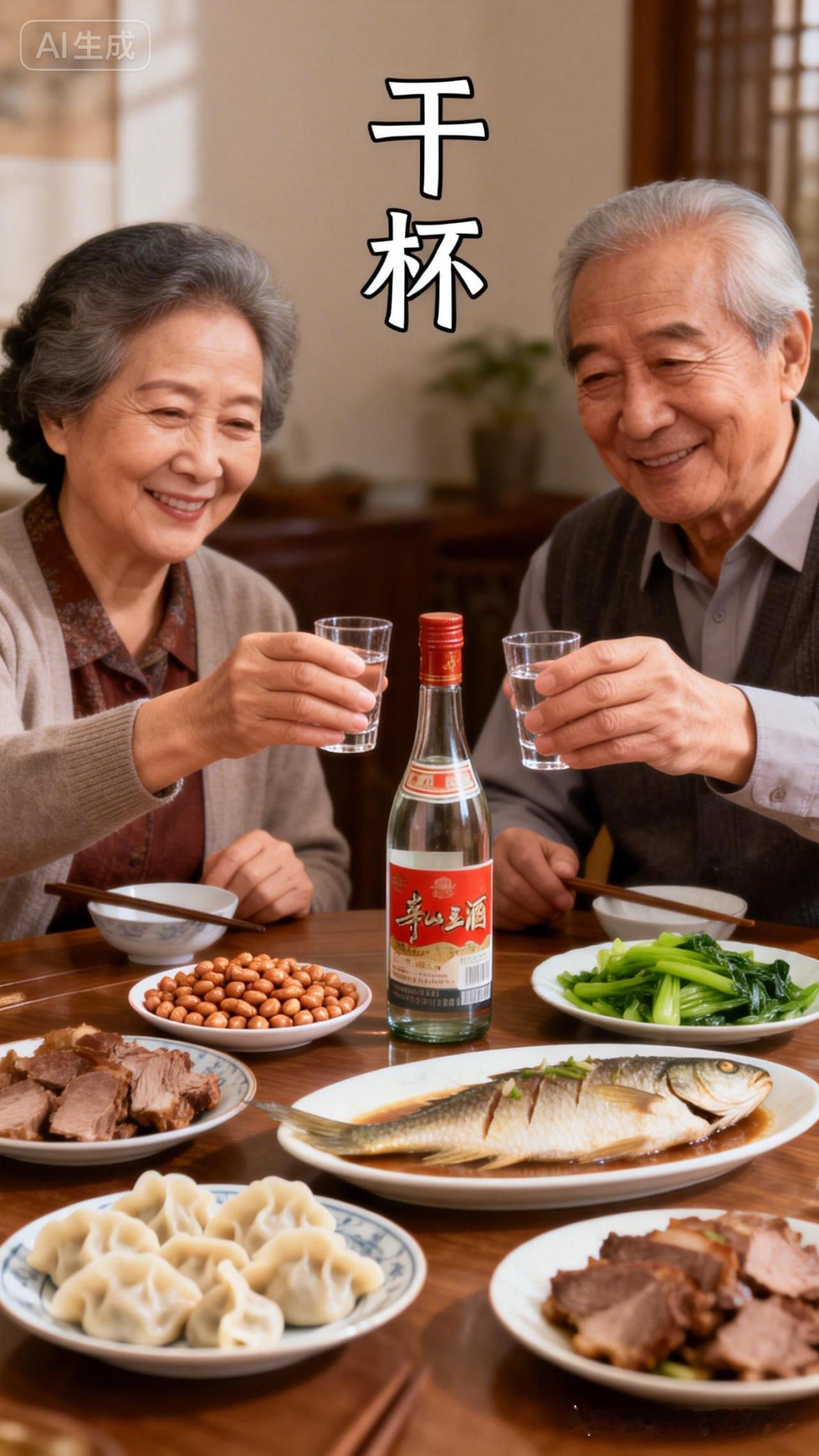 温馨家庭聚餐，干杯幸福时光！🥂👨‍👩‍👧‍👦