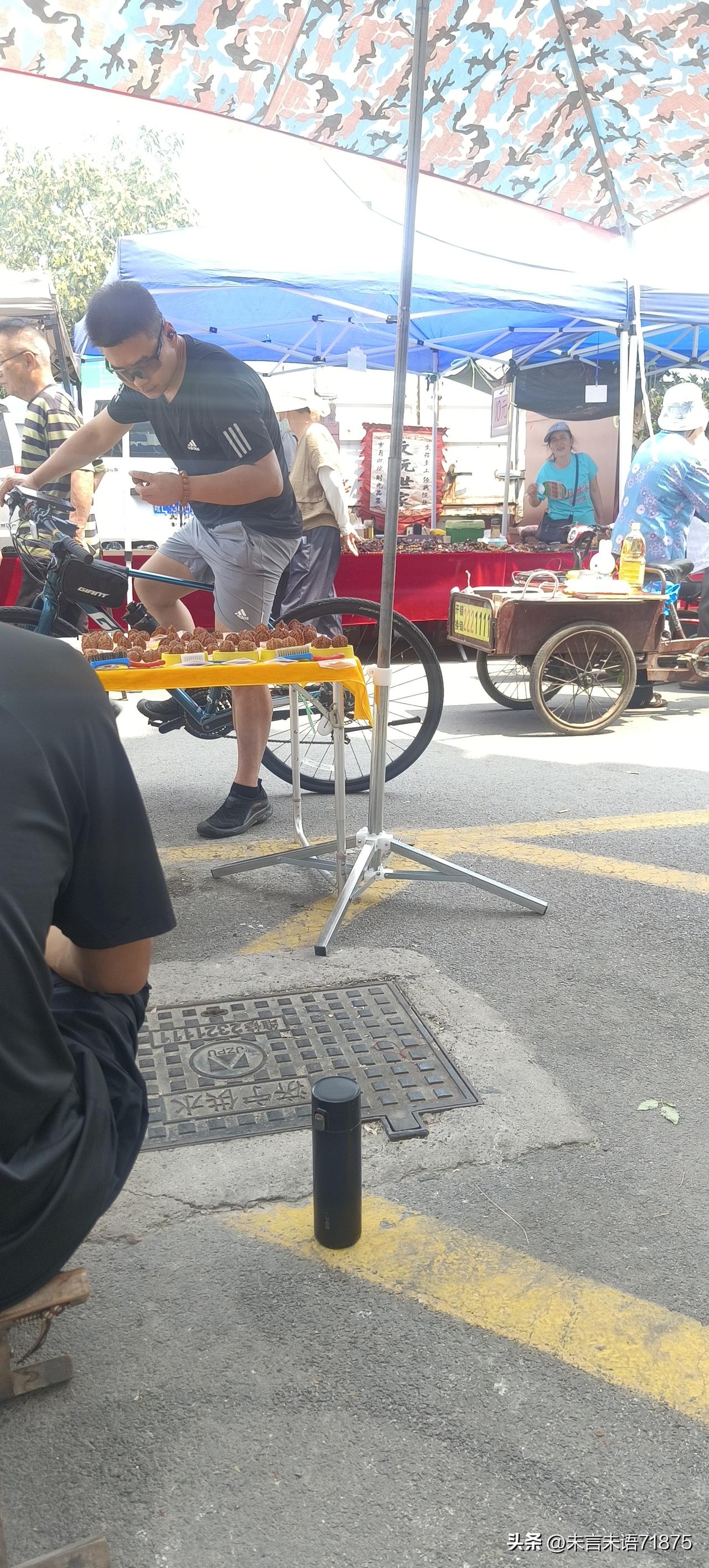又来赶集了，满大街都是卖这些小玩意儿的。
什么文玩古董，人文字画，菩提串珠全都1