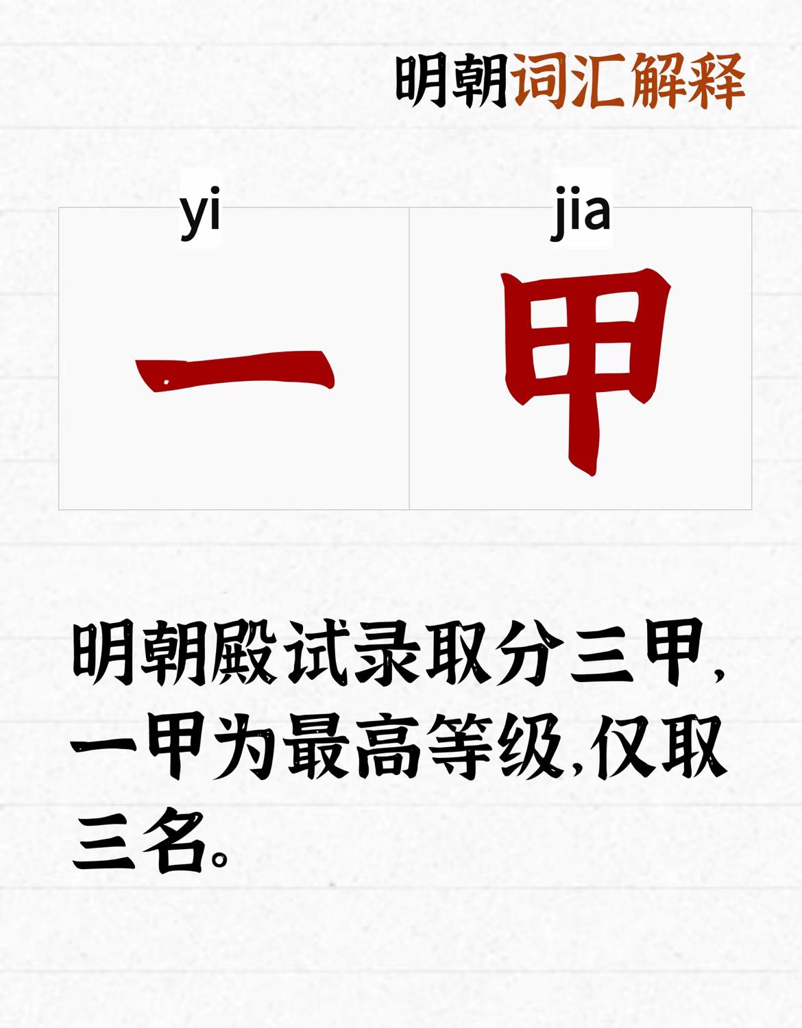 两张图看明白明朝科举考试中的一甲是什么意思，一甲仅取3名，都会进入翰林院，有着这