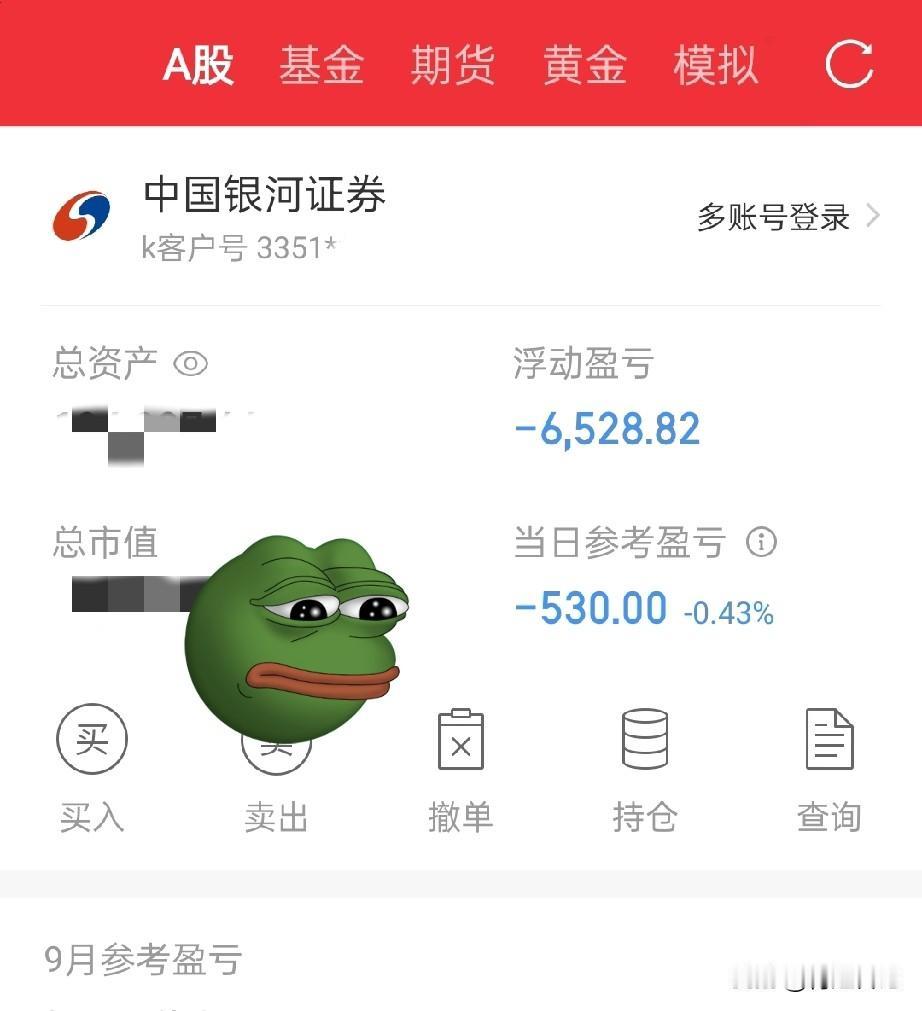 今天收盘，朋友发来一张截图，账户一天没了八千多。他问我亏了多少，我说五百多，他以