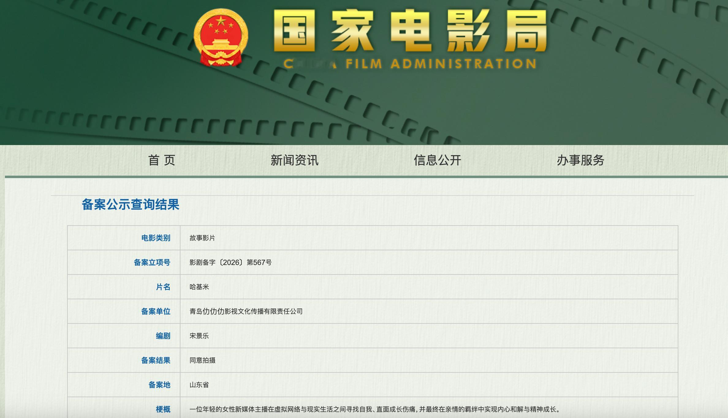 一个名为《哈基米》的电影即将拍摄？电影讲述了一位年轻的女性新媒体主播在虚拟网络与