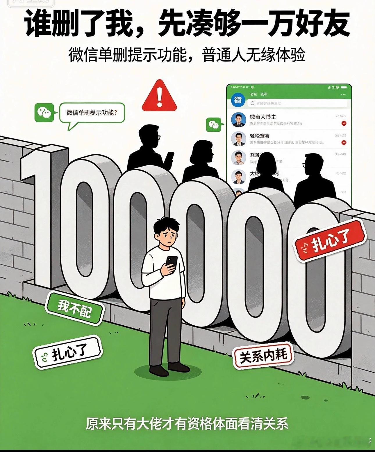 微信 单删提示要好友满10000人上限，再加新朋友的时候，才会弹出谁把你删了。普