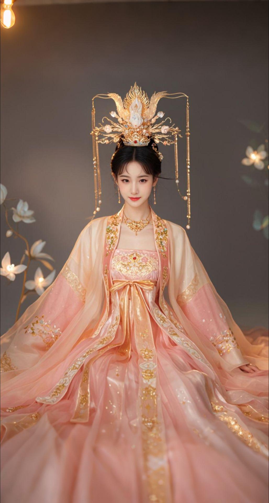 AI扩图 AI粉金凤绣美人