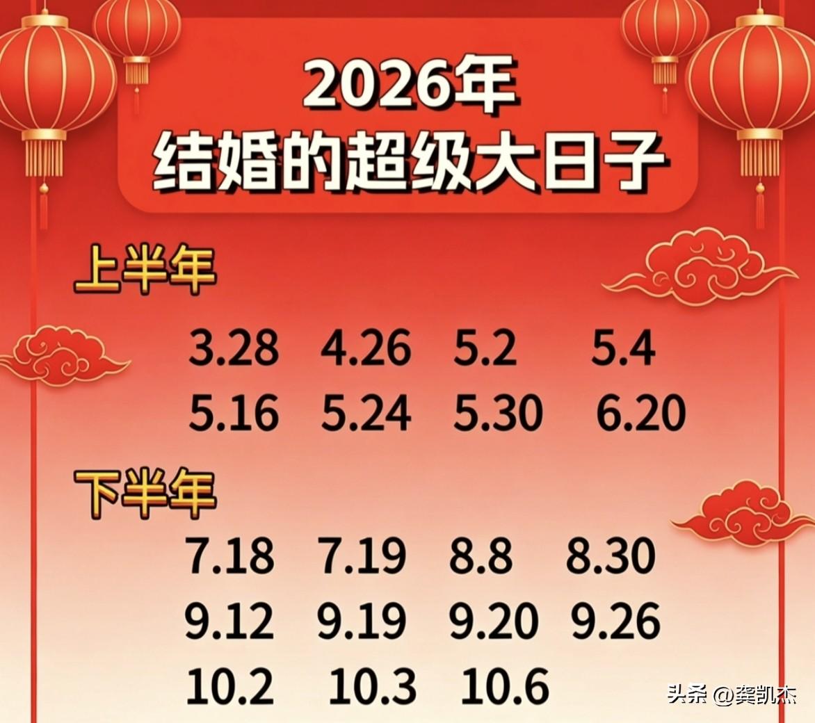 2026年超级结婚好日子～～有没有同日的？