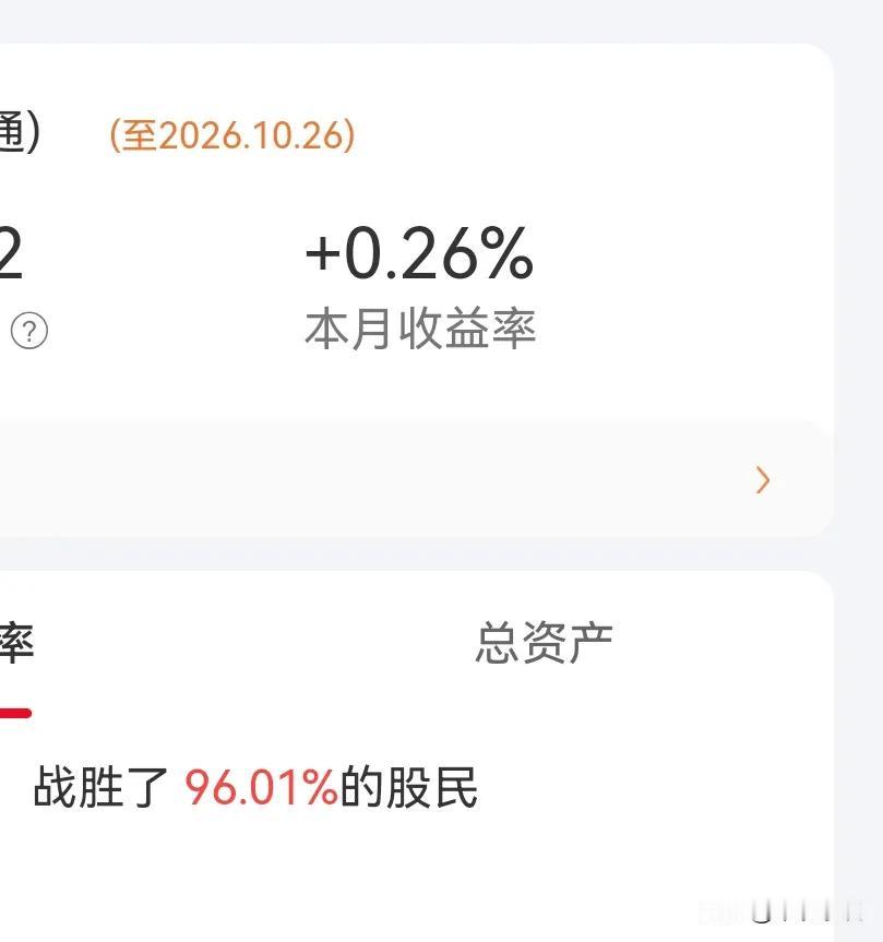 现在空仓的人好多。
看了一下账户，只是没亏，就战胜了95%的人。
如果盈利变负，