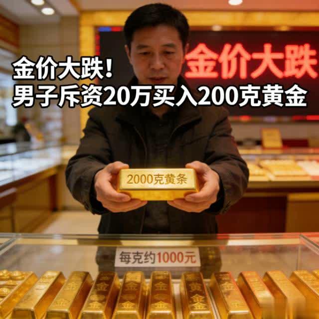 金价大跌男子斥资20多万买入200克：逆市布局背后，是理性而非冲动
 
金价大幅